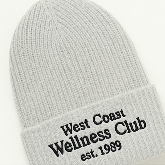$38 DAILY PRACTICE Anthropologie West Coast Wellness Club Ribbed Beanie Hat Grey - Picture 7 of 10